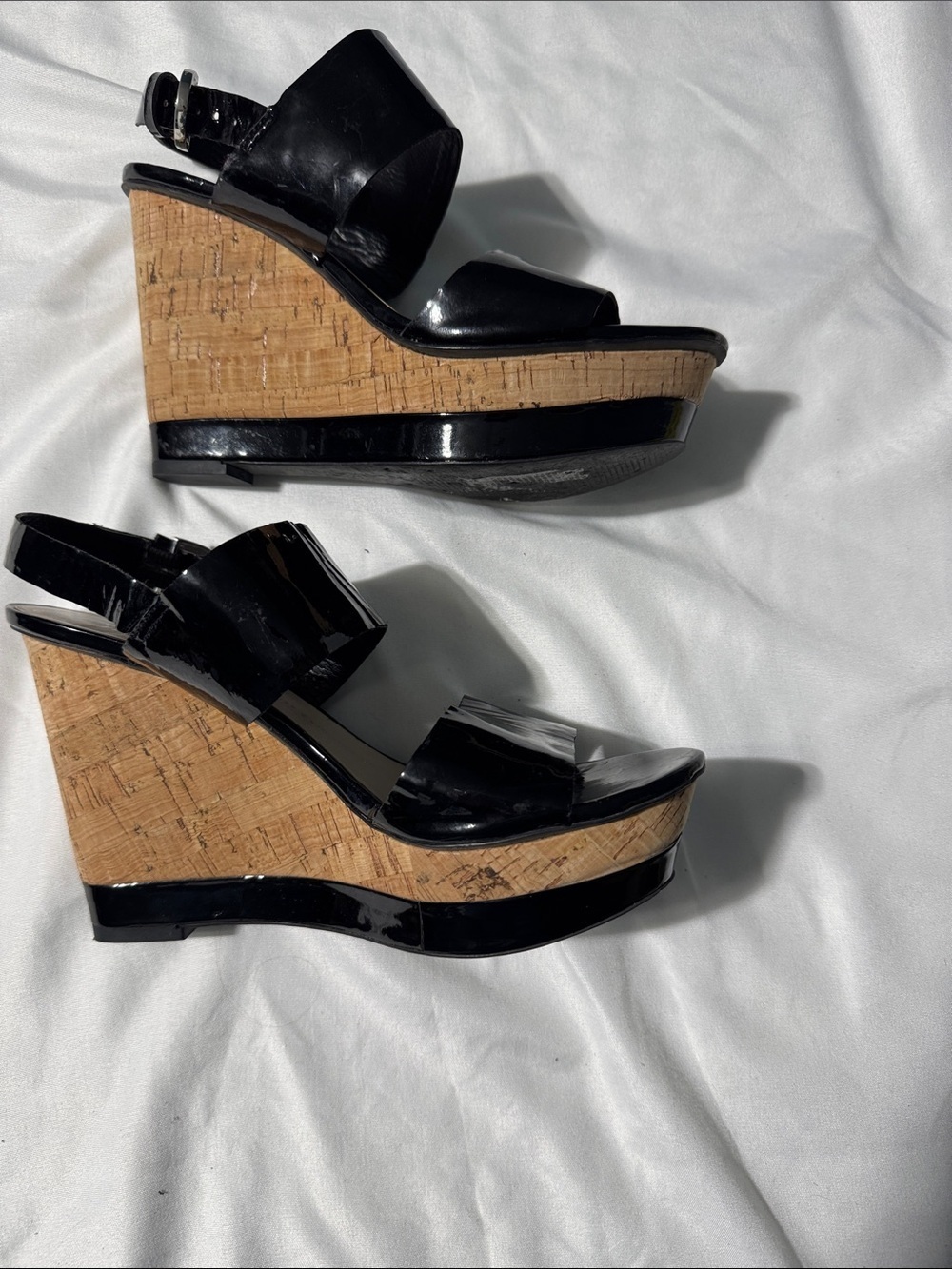 Franco Sarto Patent Leather Wedge Heels – Size 7M Y2K Grad Formal Wedding Chic - Picture 6 of 10